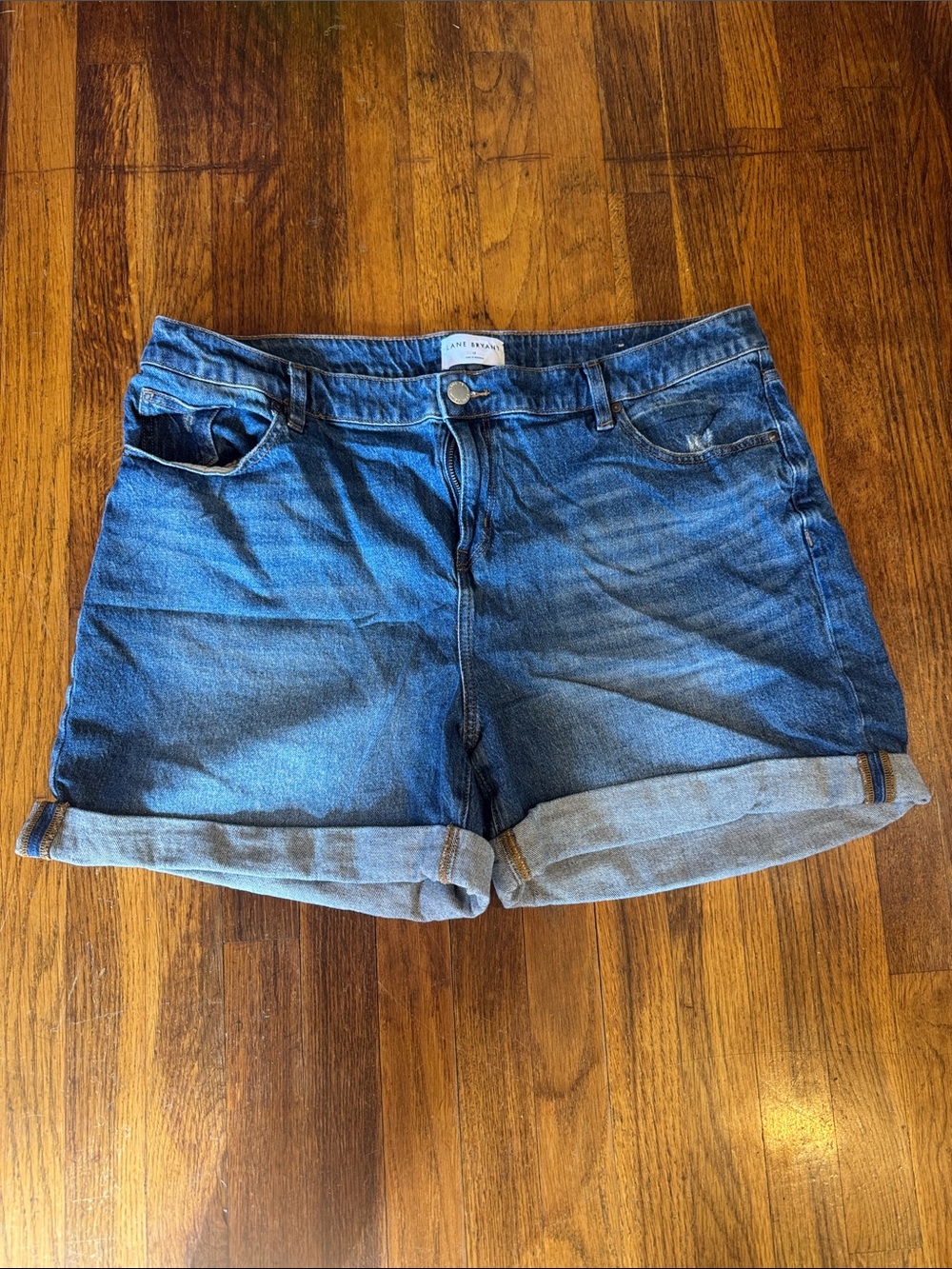 Lane Bryant Dark Blue Rolled-Hem Denim Shorts